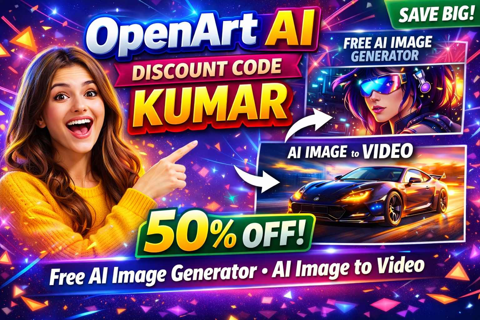 OpenArt AI Discount Code KUMAR | Free AI Image Generator | AI Image to Video Generator