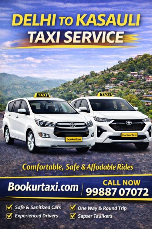 BookUrTaxi offers Delhi to Kasauli taxi at the lowest price starting from ₹2125. 