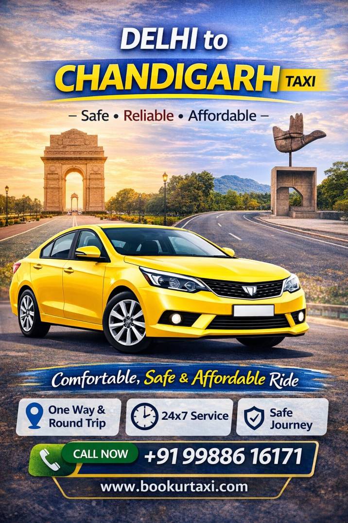 Delhi to Chandigarh Taxi Service – Book at ₹2600 | BookUrTaxi