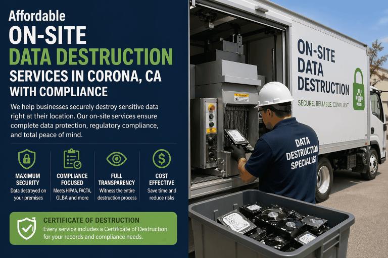 Affordable On Site Data Destruction Services in Corona CA with Compliance