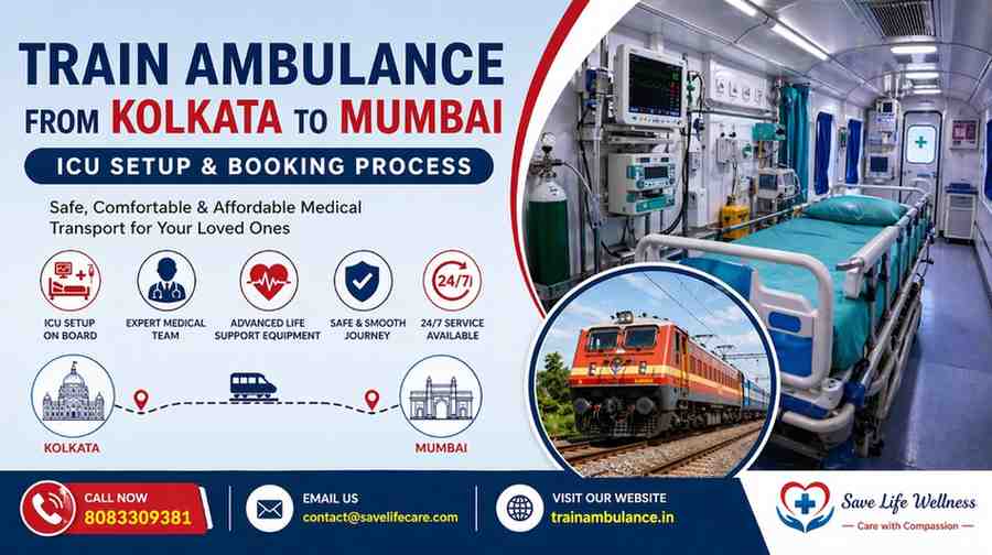 Train Ambulance from Kolkata to Mumbai – ICU Setup & Booking Process