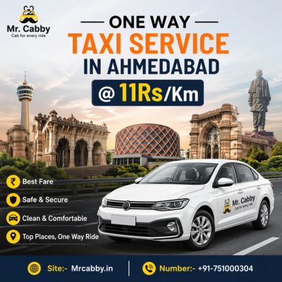 Book One-Way Cab Service in Ahmedabad Top-Rated MrCabby Taxi Service