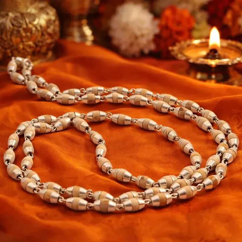 Tulsi Mala Silver Capped – A Sacred Blend of Spiritual Power and Elegant Design