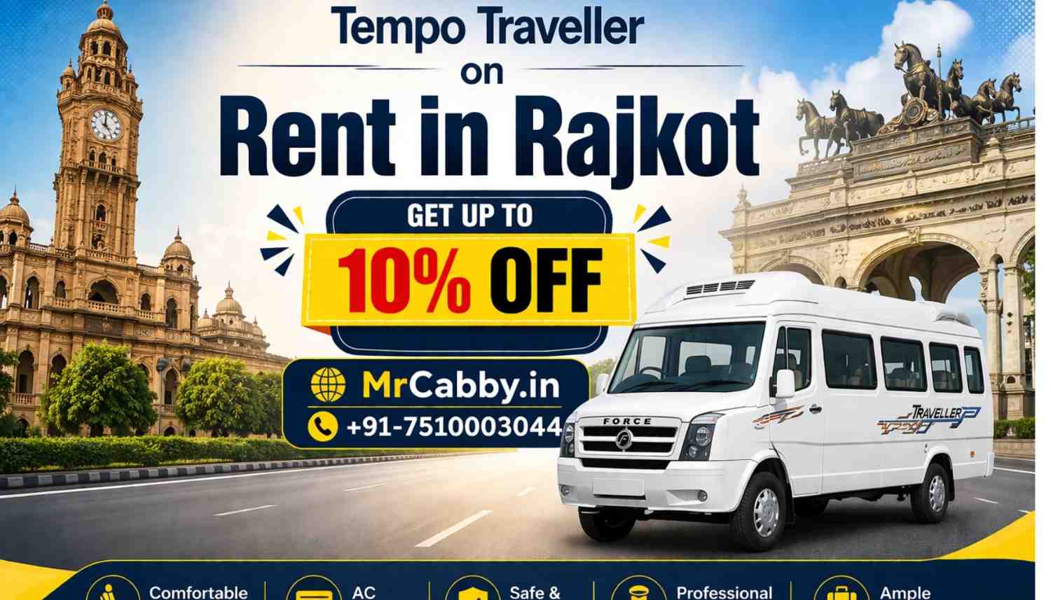 Experience Premium Tempo Traveller on Rent in Rajkot with MrCabby