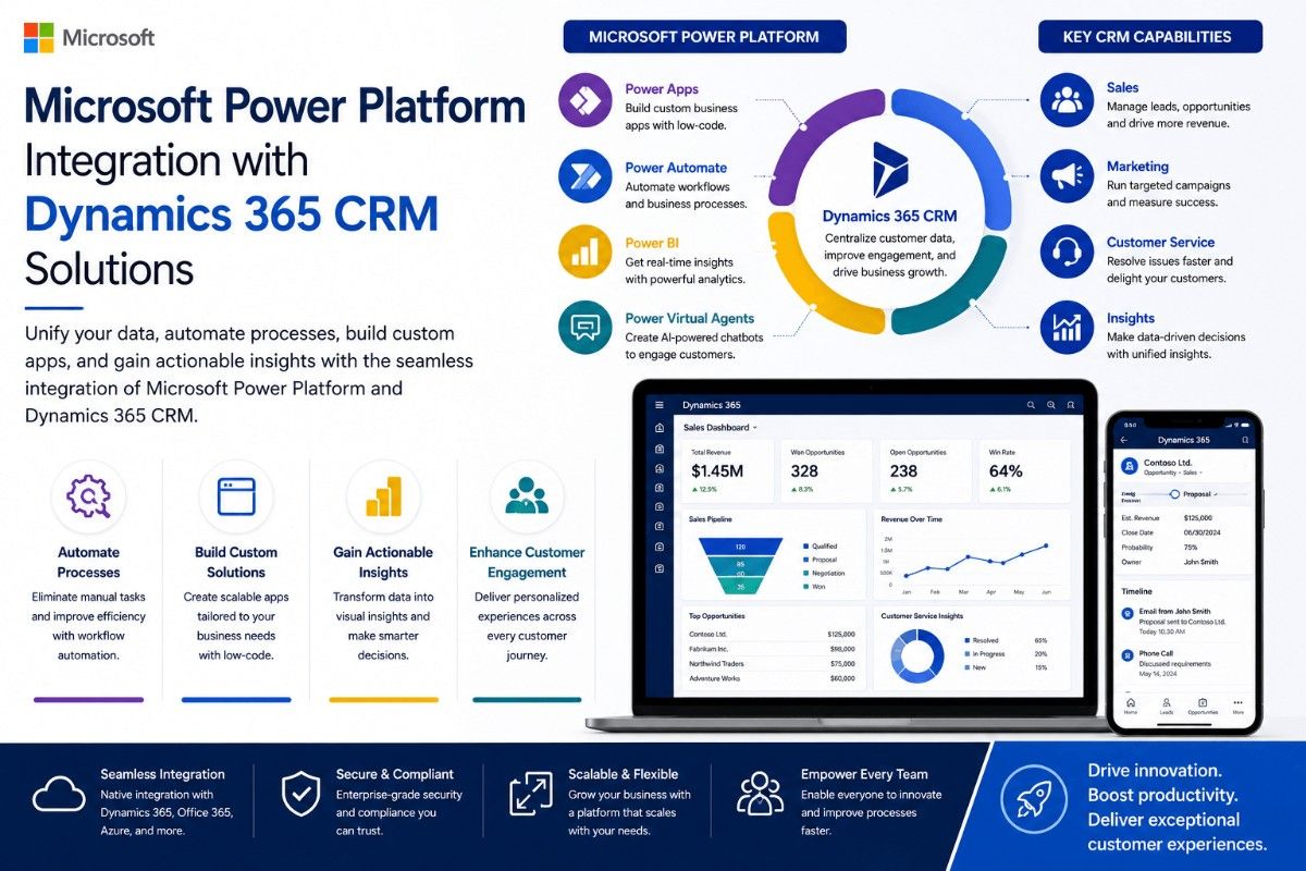 Microsoft Power Platform Integration with Dynamics 365 CRM Solutions