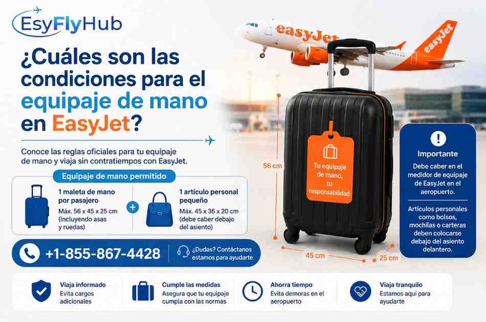¿Cuáles son las condiciones para el equipaje de mano en EasyJet?