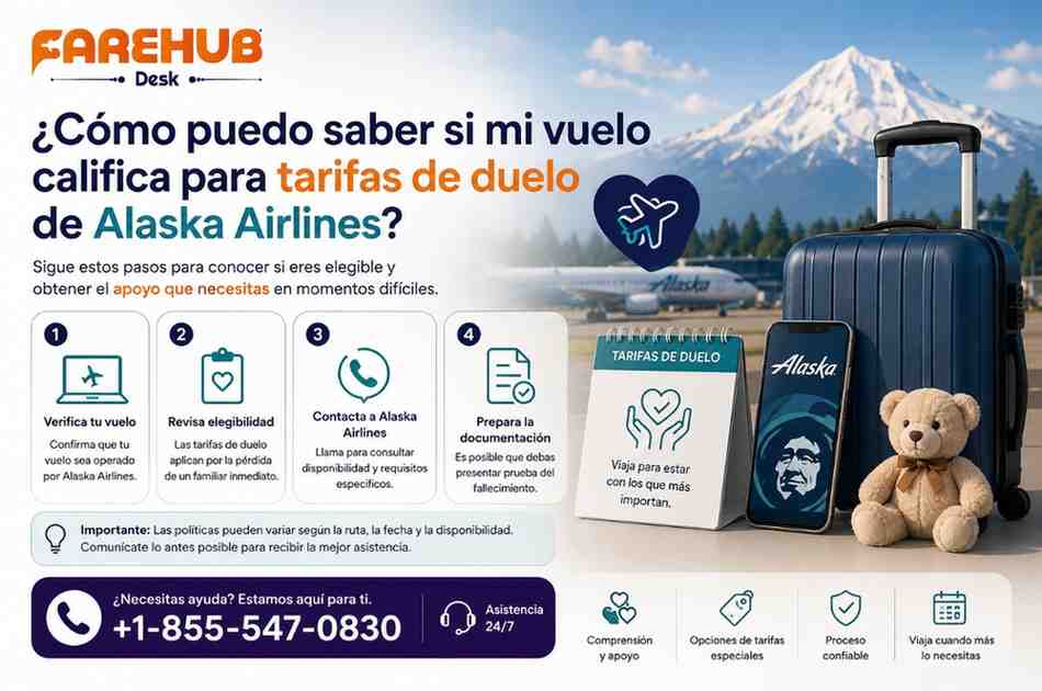 ¿Cómo puedo saber si mi vuelo califica para tarifas de duelo de Alaska Airlines?