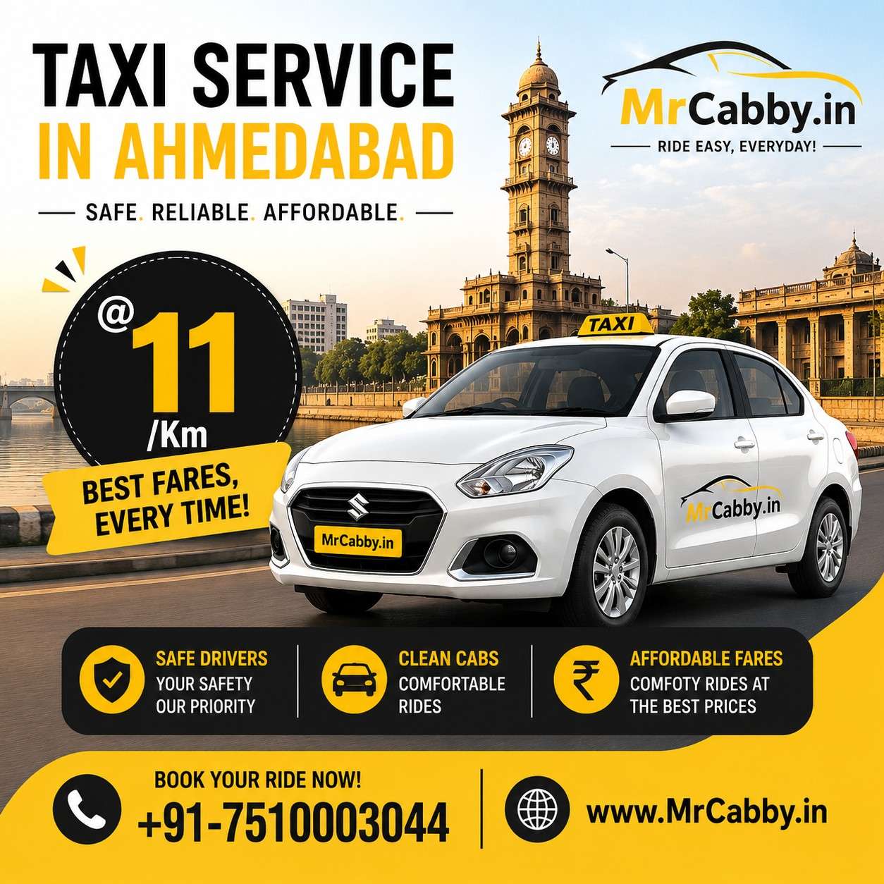 Ride Smart in Ahmedabad – Affordable Taxi Service Anytime, Anywhere