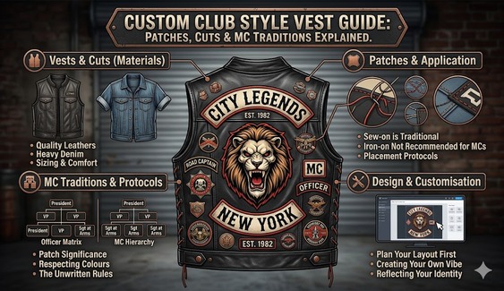 Custom Club Style Vest Guide: Patches, Cuts & MC Traditions Explained