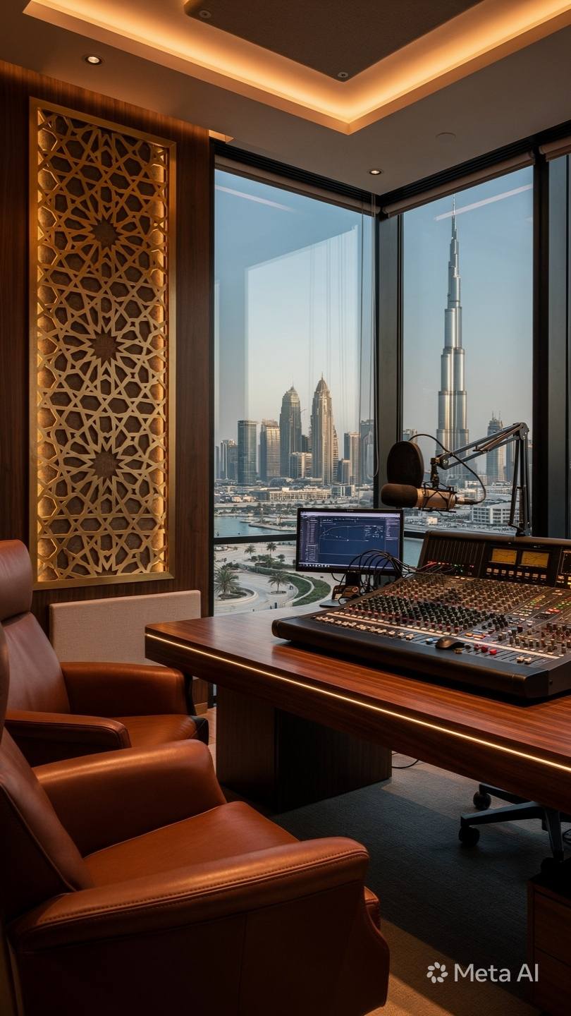 Modern Dubai Podcast Studio with Advanced Recording Tools
