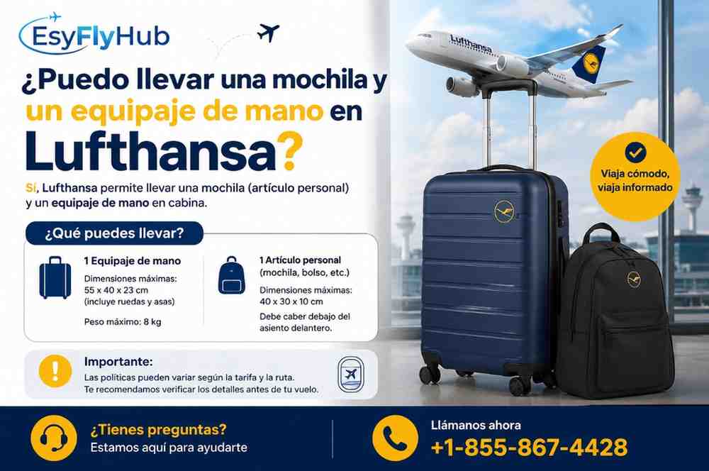 ¿Puedo llevar una mochila y un equipaje de mano en Lufthansa?