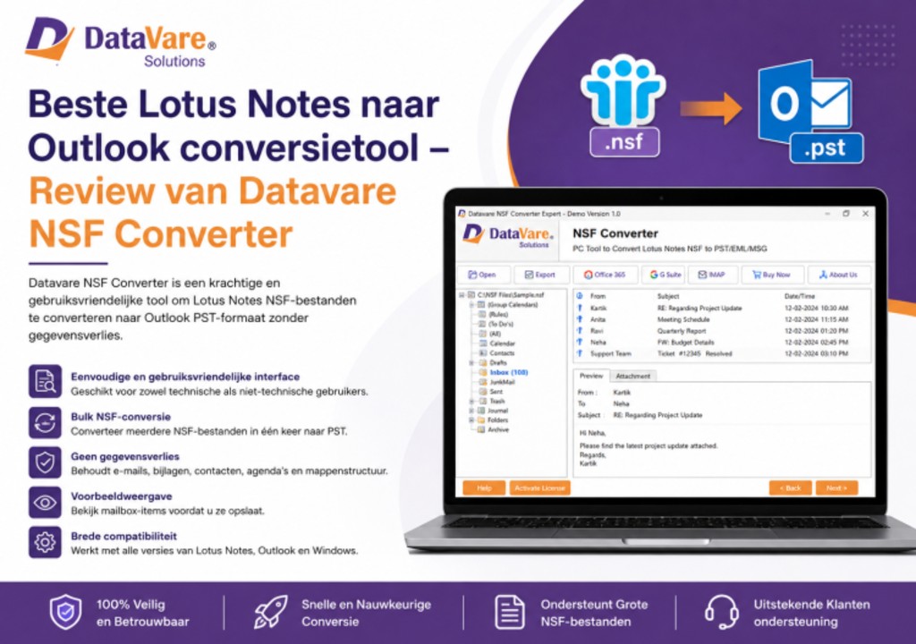 Beste Lotus Notes naar Outlook conversietool – Review van Datavare NSF Omzetter