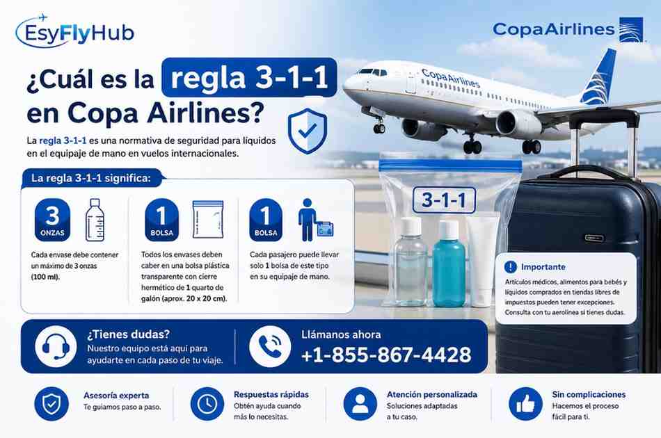 ¿Cuál es la regla 3-1-1 en Copa Airlines?