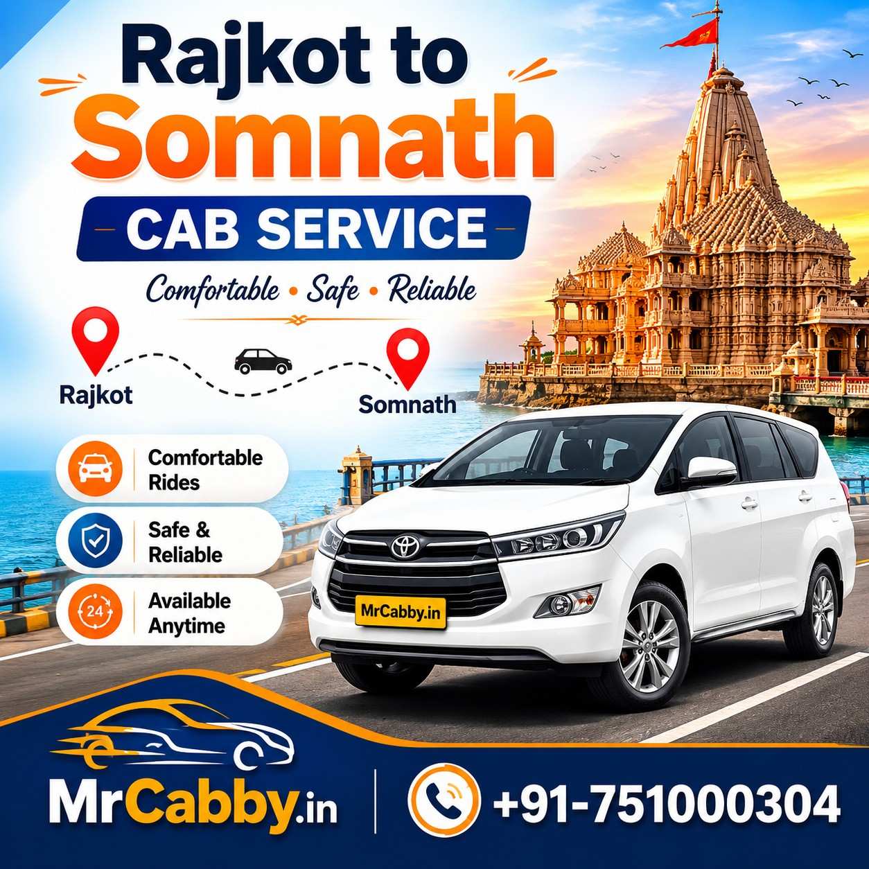 MrCabby: Top Rajkot to Somnath Cab Hire for Temple Trip
