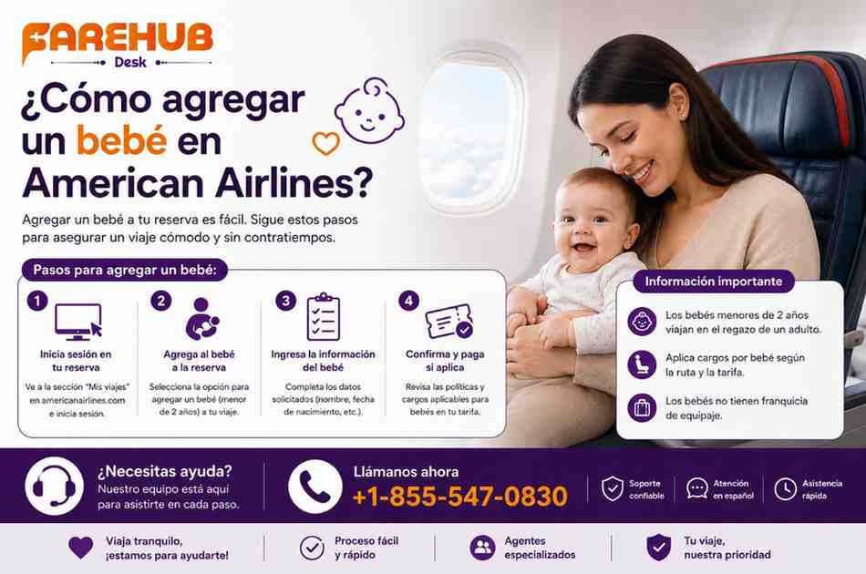 ¿Cómo agregar un bebé en American Airlines?
