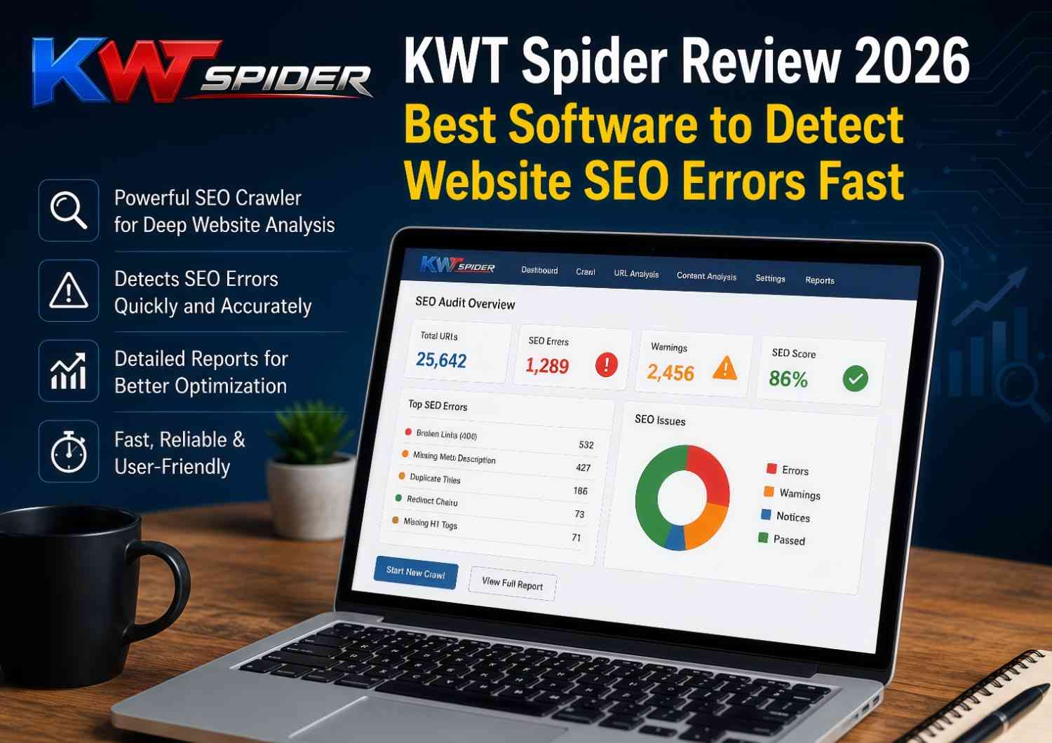 KWT Spider Review 2026–Best Software to Detect Website SEO Errors Fast.