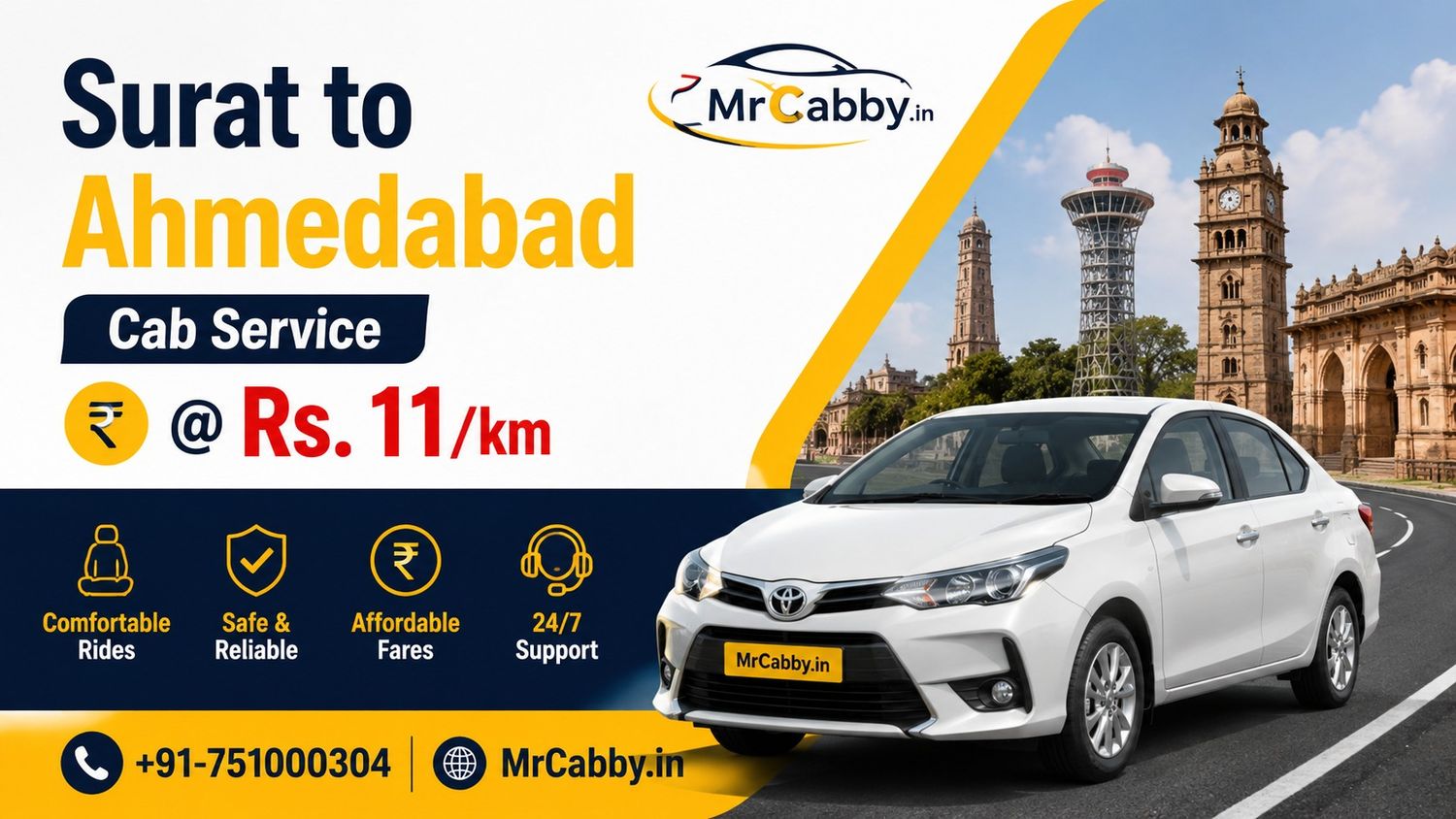 Reliable Surat to Ahmedabad Cab Service for Fast & Comfortable Ride