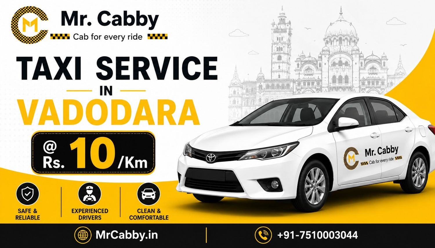 Hire Taxi Service in Vadodara for Airport, Local & Outstation Trips