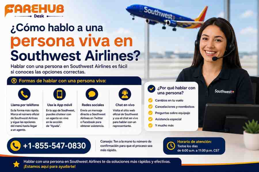 ¿Cómo hablo a una persona viva en Southwest Airlines?