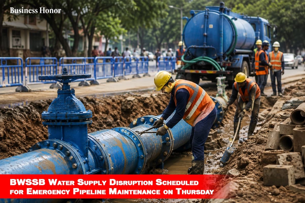 BWSSB Water Supply Disruption Scheduled for Emergency Pipeline Maintenance on Thursday