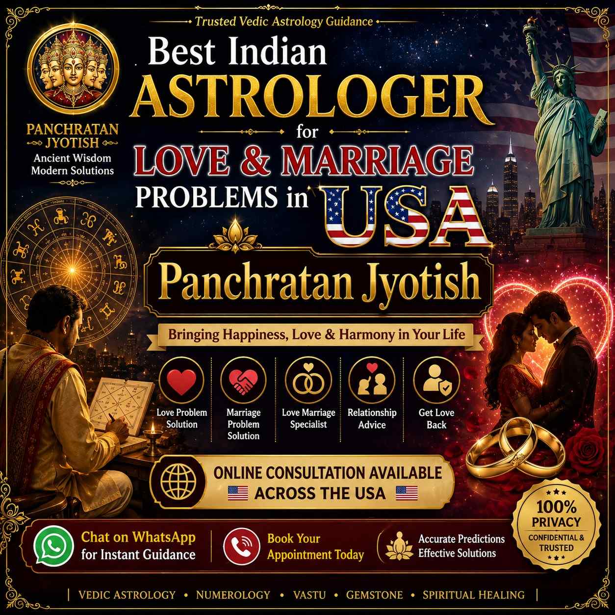 Best Indian Astrologer for Love and Marriage Problems in USA