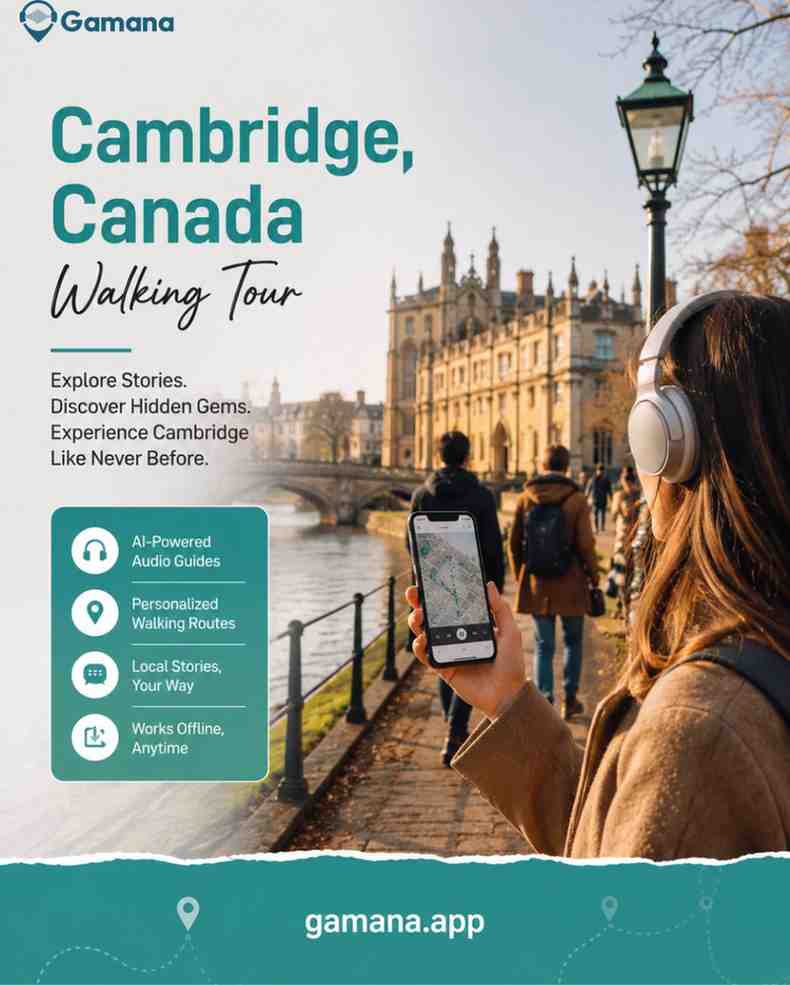 Cambridge Canada Walking Tour Explore Historic Landmarks & Scenic Routes | Gamana App