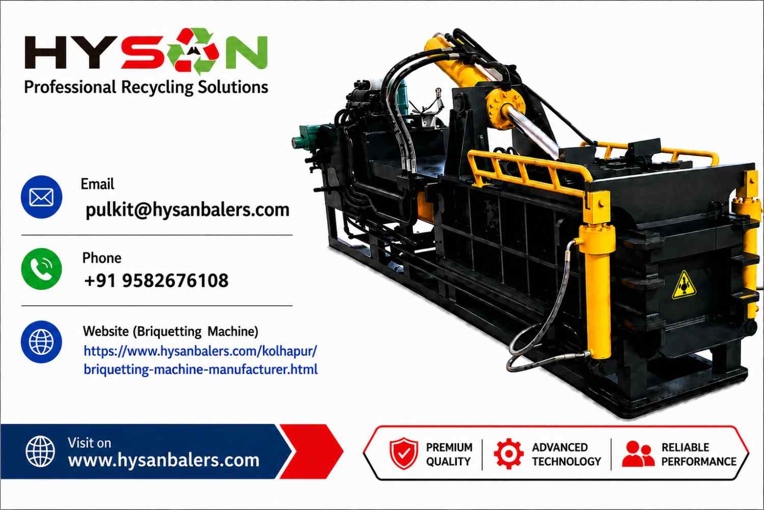 Briquetting machine manufacturer in Kolhapur| Hysan Balers