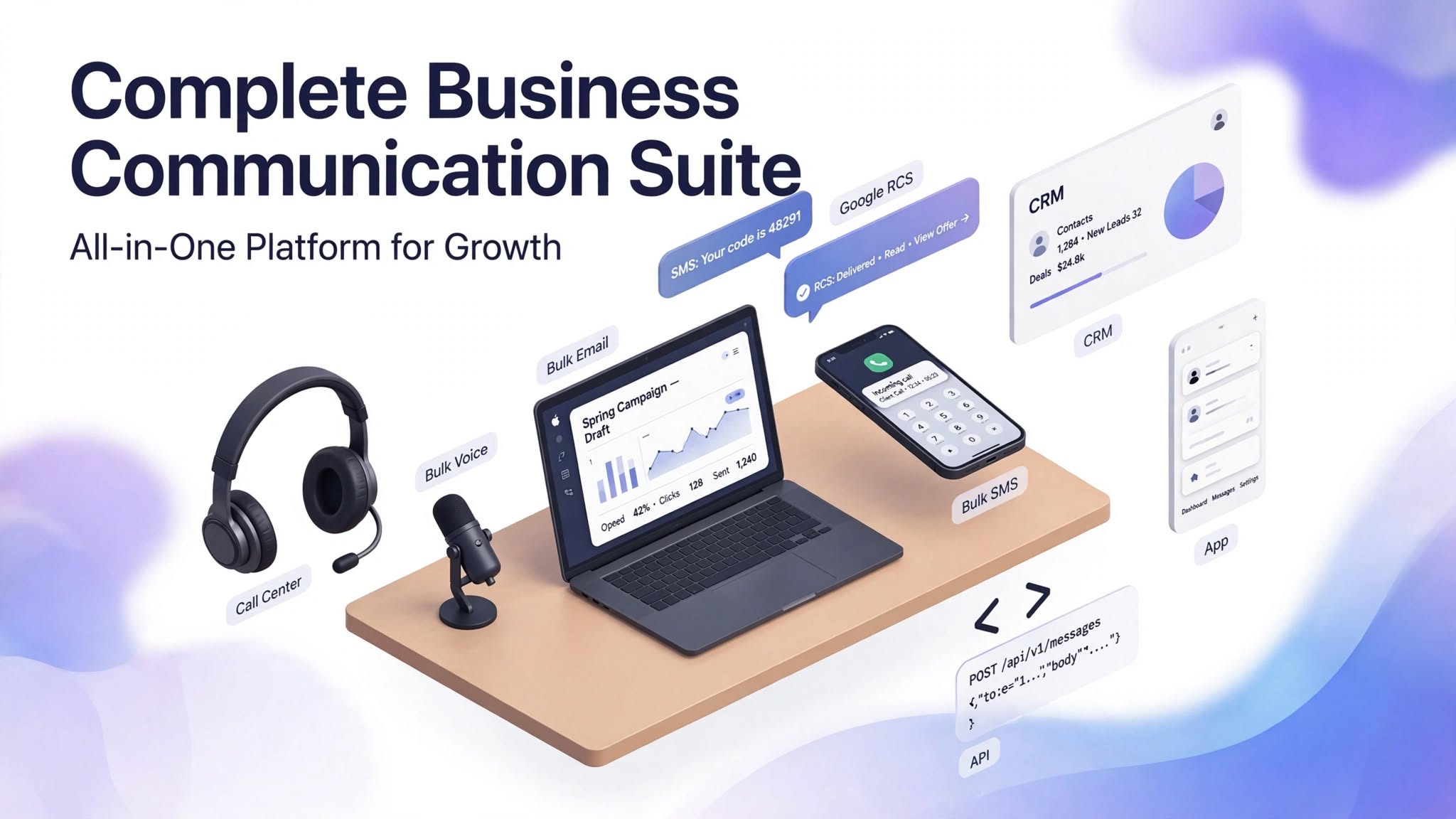 Complete Business Communication Suite: Voice, SMS, Email & CRM