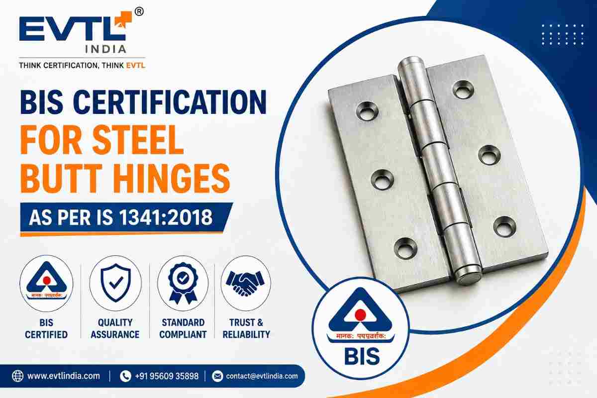 BIS Certification for Steel Butt Hinges as per IS 1341:2018