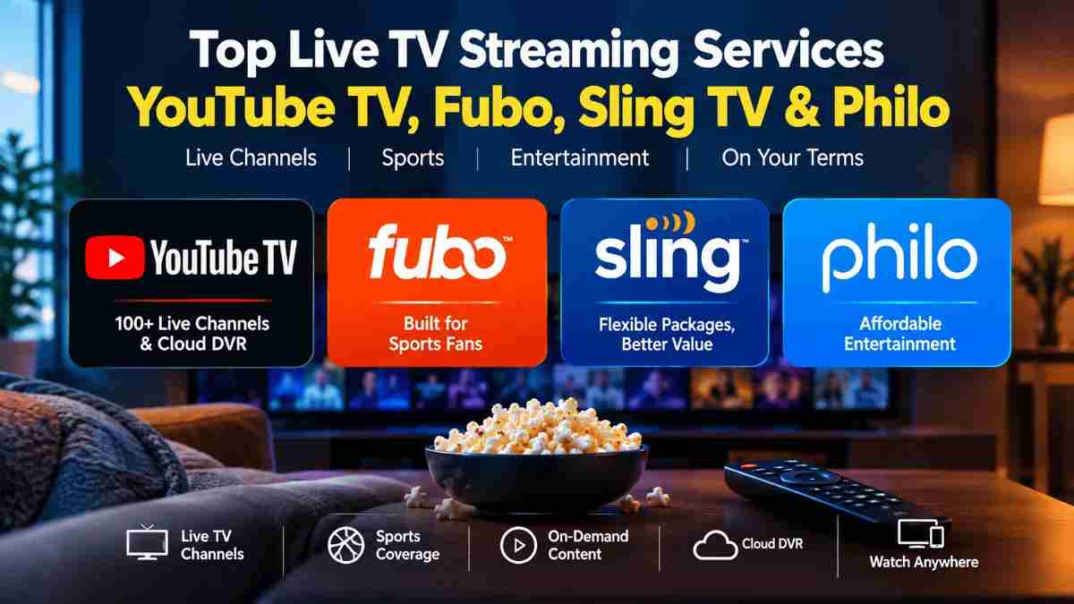 Top Live TV Streaming Services: YouTube TV, Fubo, Sling TV, and Philo