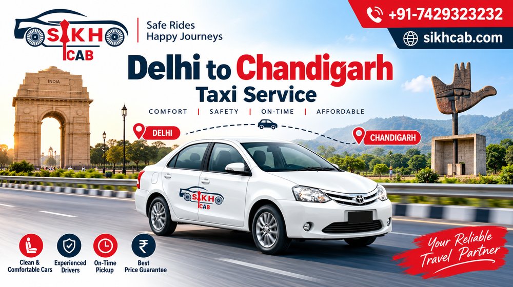 Delhi to Chandigarh Taxi Service: Travel in Comfort with Sikh Cab