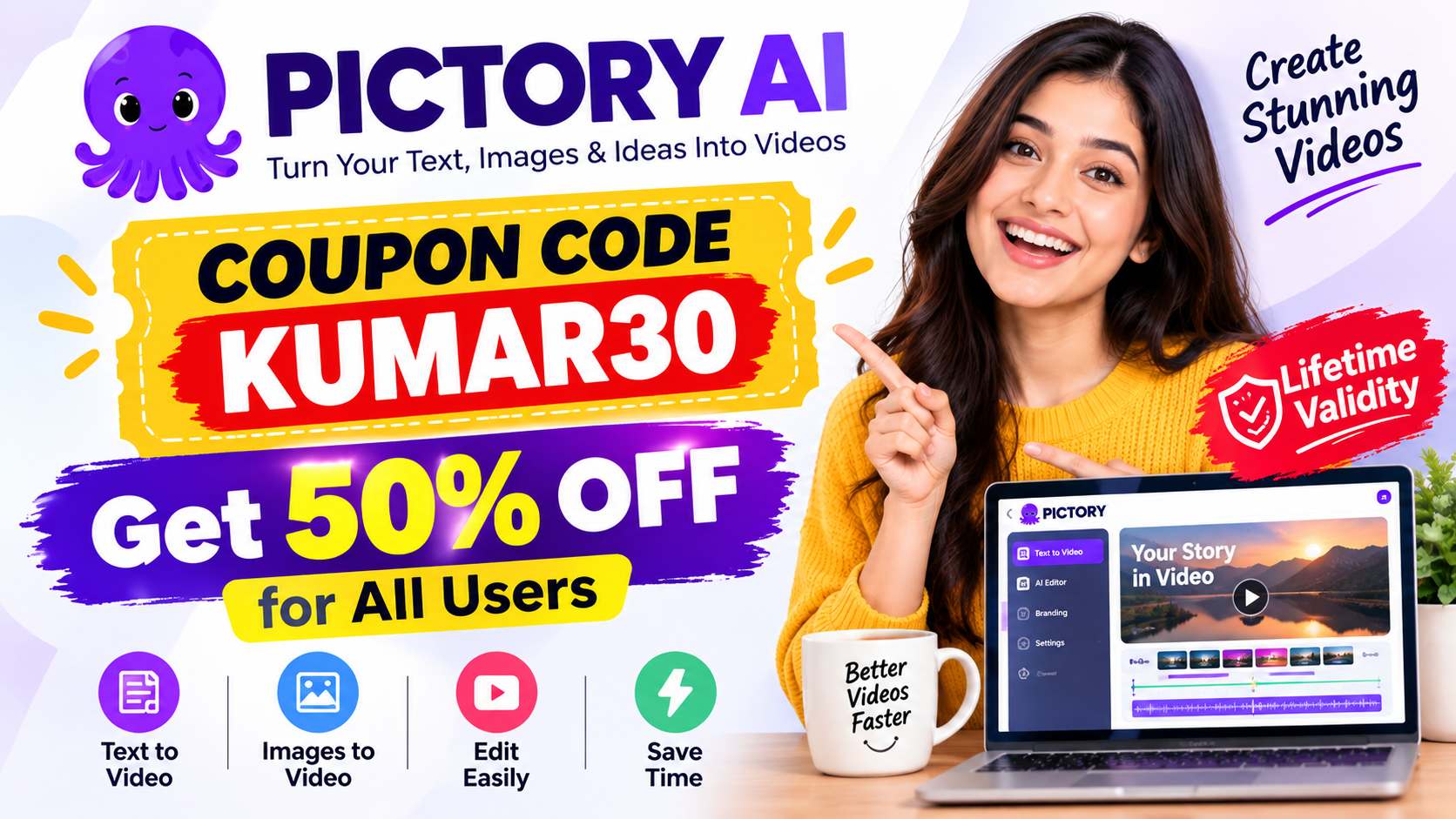 Pictory AI Discount Code KUMAR30 – Claim 50% OFF