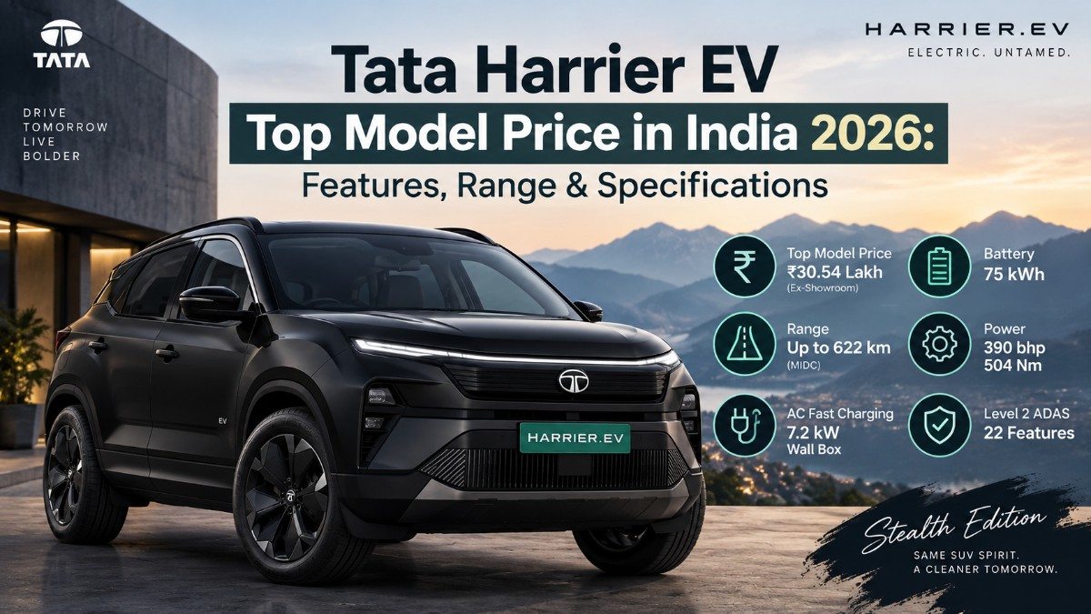 Tata Harrier EV Top Model Price in India 2026: Features, Range & Specifications