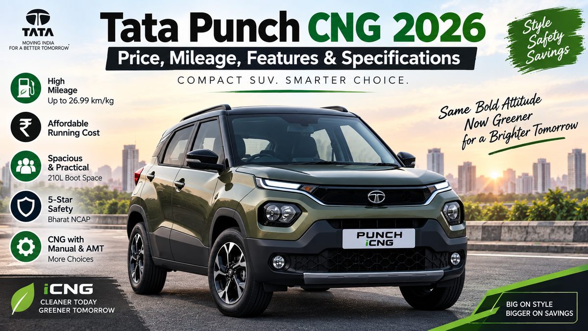 Tata Punch CNG 2026: Price, Mileage, Features & Specifications
