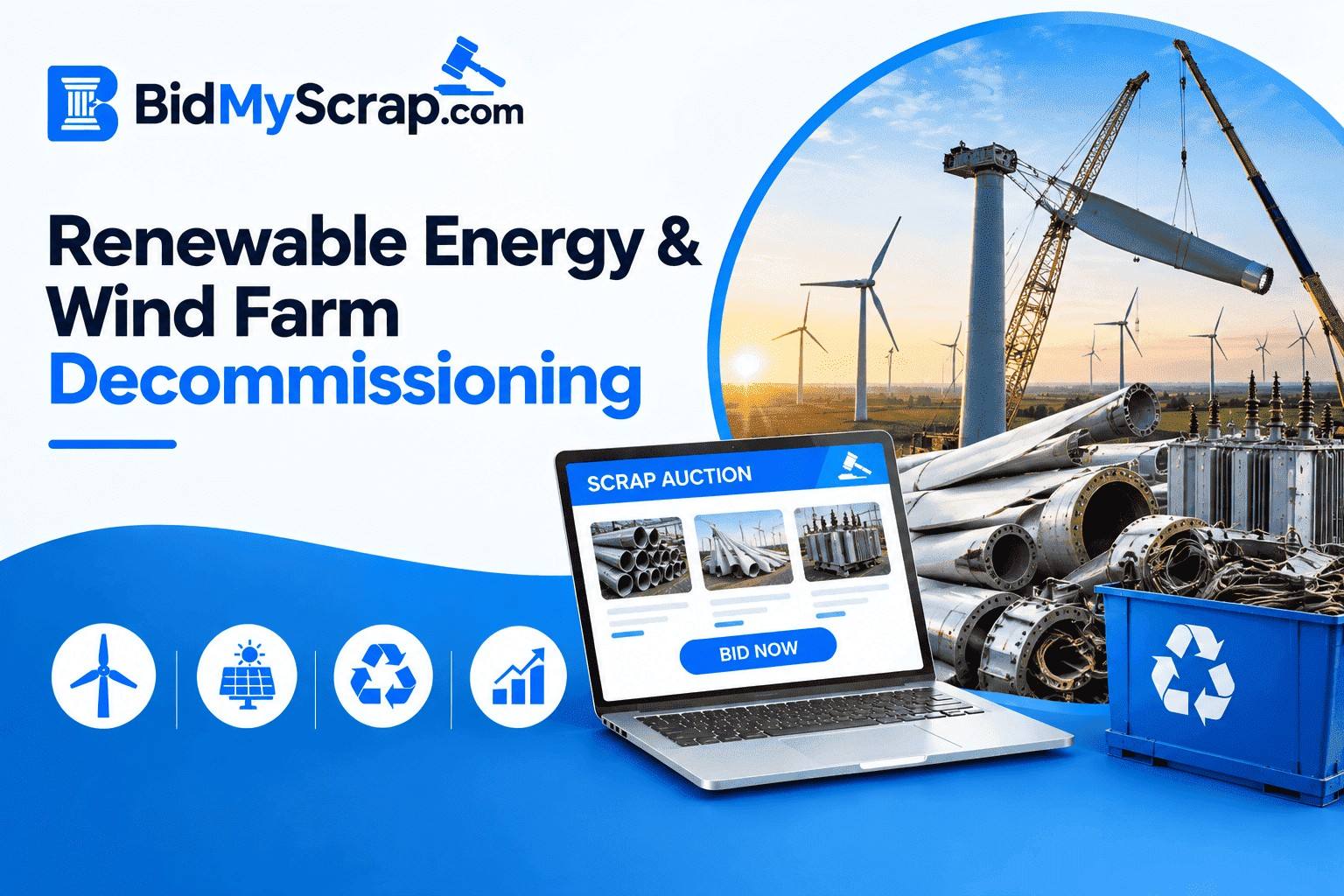 Renewable Energy & Wind Farm Decommissioning: How Clean Energy Projects Monetize Scrap via Online Scrap Auction System