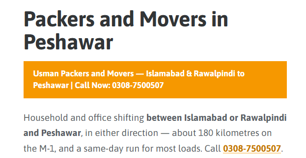 A Complete Guide to Moving from Islamabad to Peshawar and Nowshera