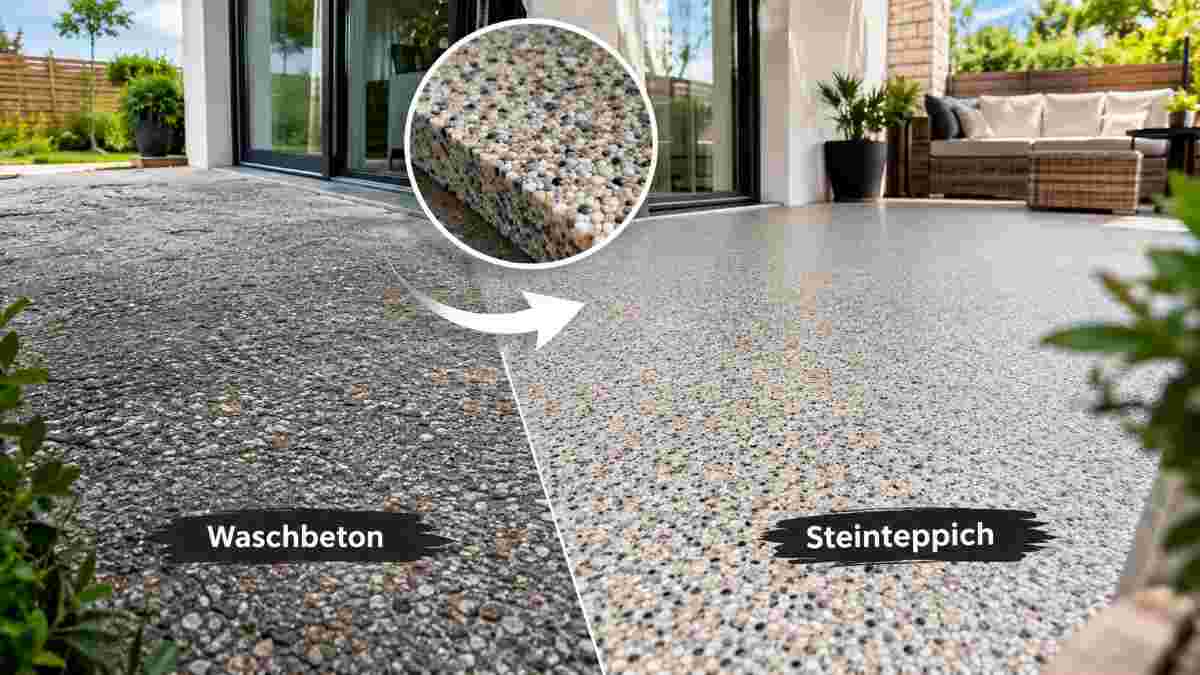 Steinteppich auf Waschbeton: In 5 Schritten zum Luxus