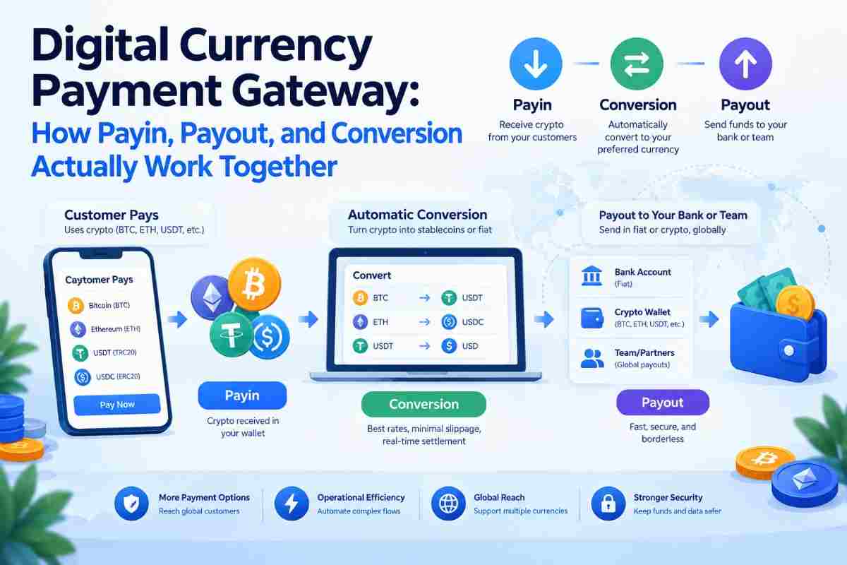Digital Currency Payment Gateway: How Payin, Payout, and Conversion Actually Work Together
