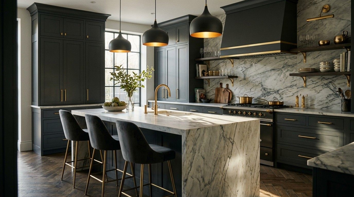 A Trend Report on Charcoal Grey & Gold Kitchen Ideas
