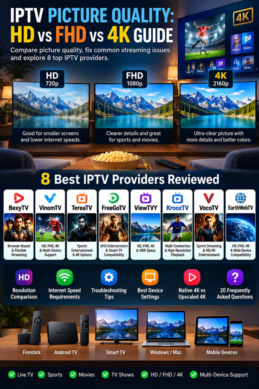 IPTV Picture Quality: HD vs FHD vs 4K Guide