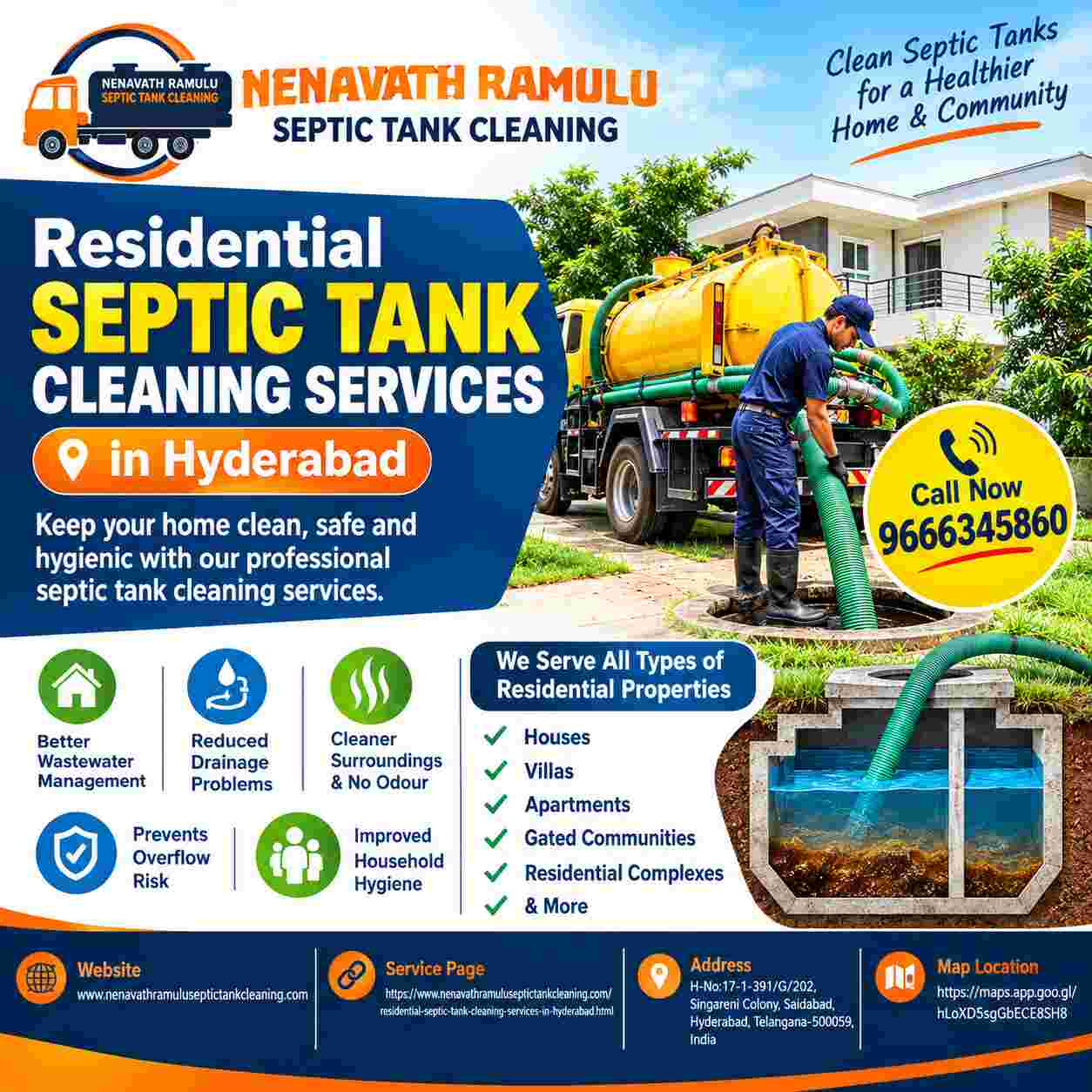 Residential Septic Tank Cleaning Services in Hyderabad